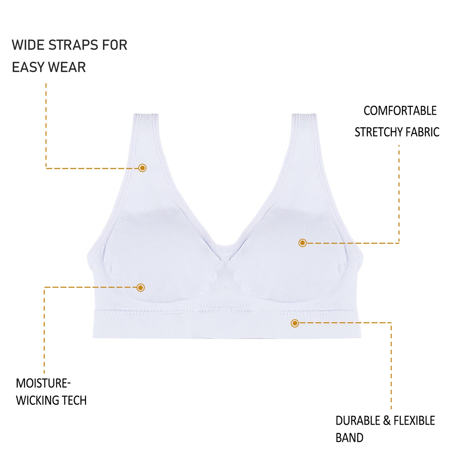 Girls Back to School Seamless Training Bra with Removable Pads Girls Sports Bra Wide Strap Top for 8-14 Years