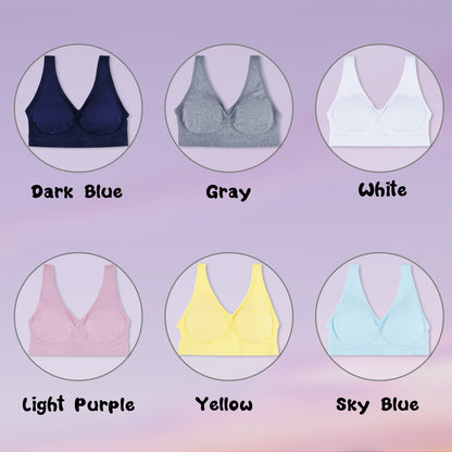 Girls Back to School Seamless Training Bra with Removable Pads Multicoloured Girls Sports Bra Wide Strap Top for 8-14 Years